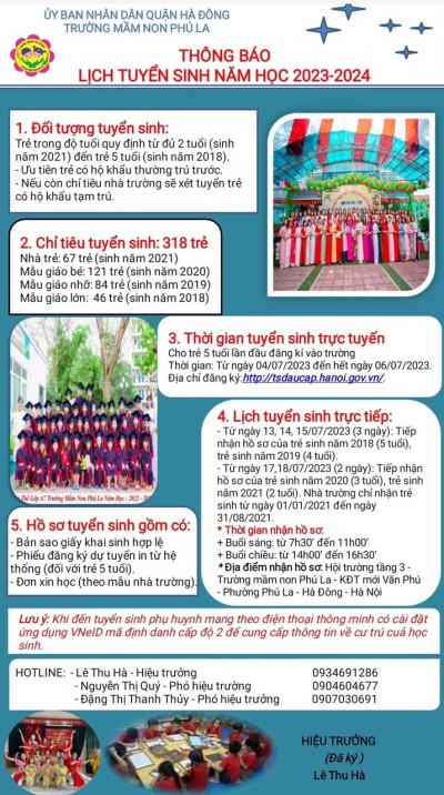 THÔNG BÁO TUYỂN SINH NĂM HỌC 2023-2024