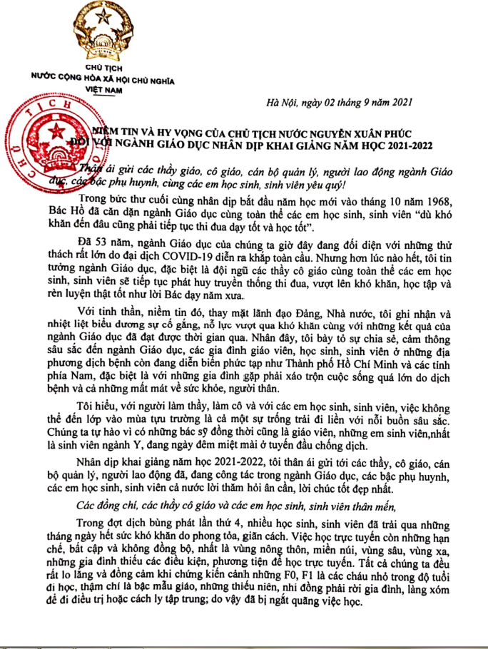 Lời chúc của chủ tịch nước 1