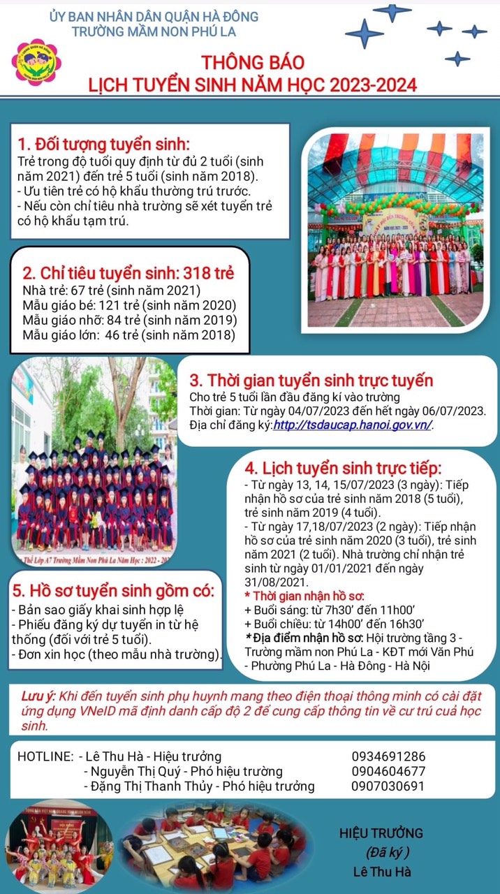 THÔNG BÁO TUYỂN SINH NĂM HỌC 2023-2024