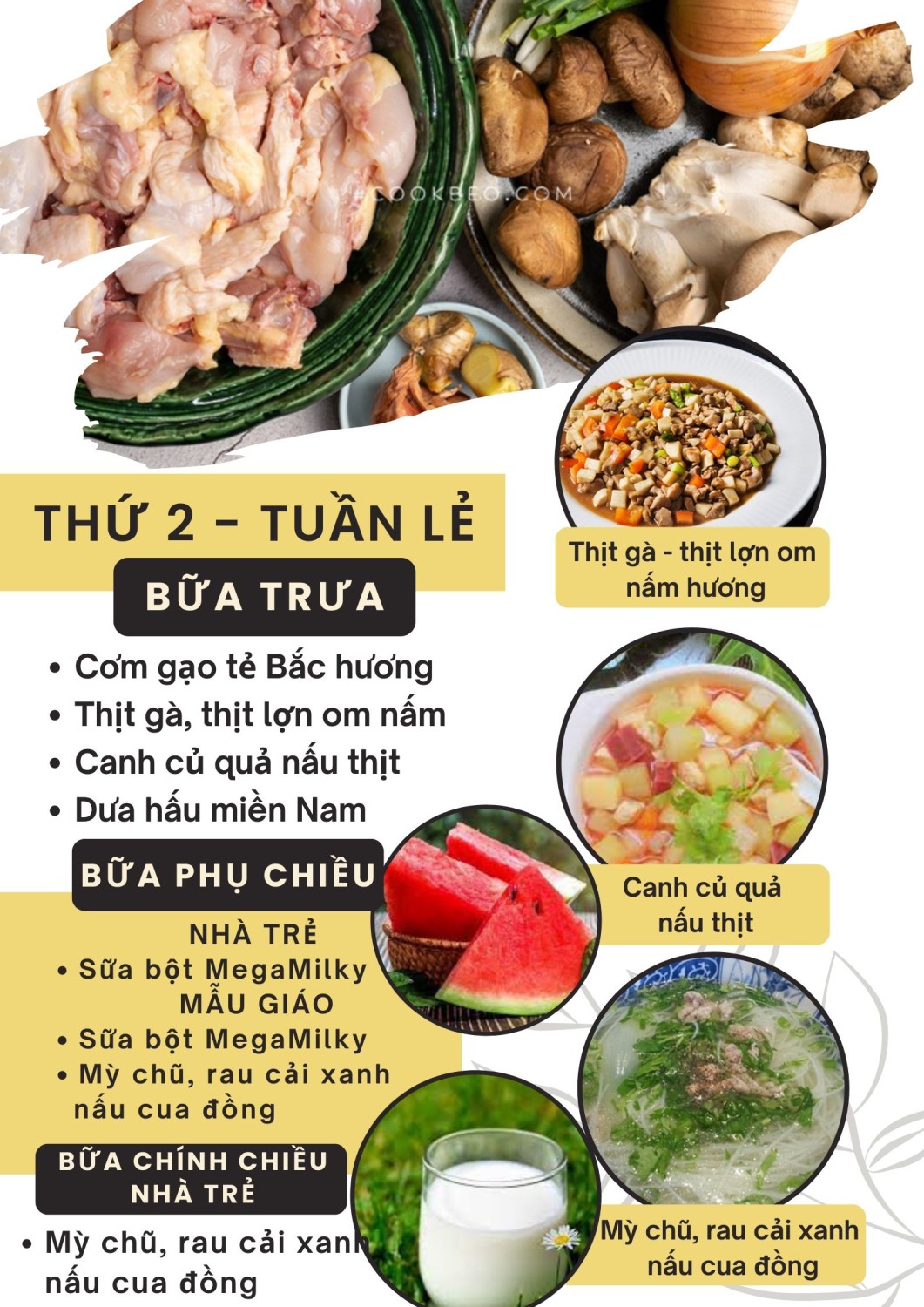 Thực đơn thứ 2 (Tuần lẻ)