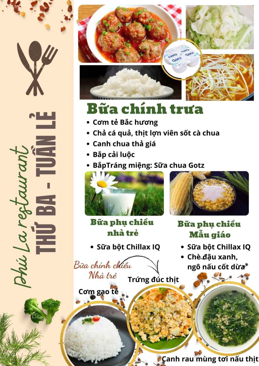 Thực đơn thứ 3 (Tuần lẻ)