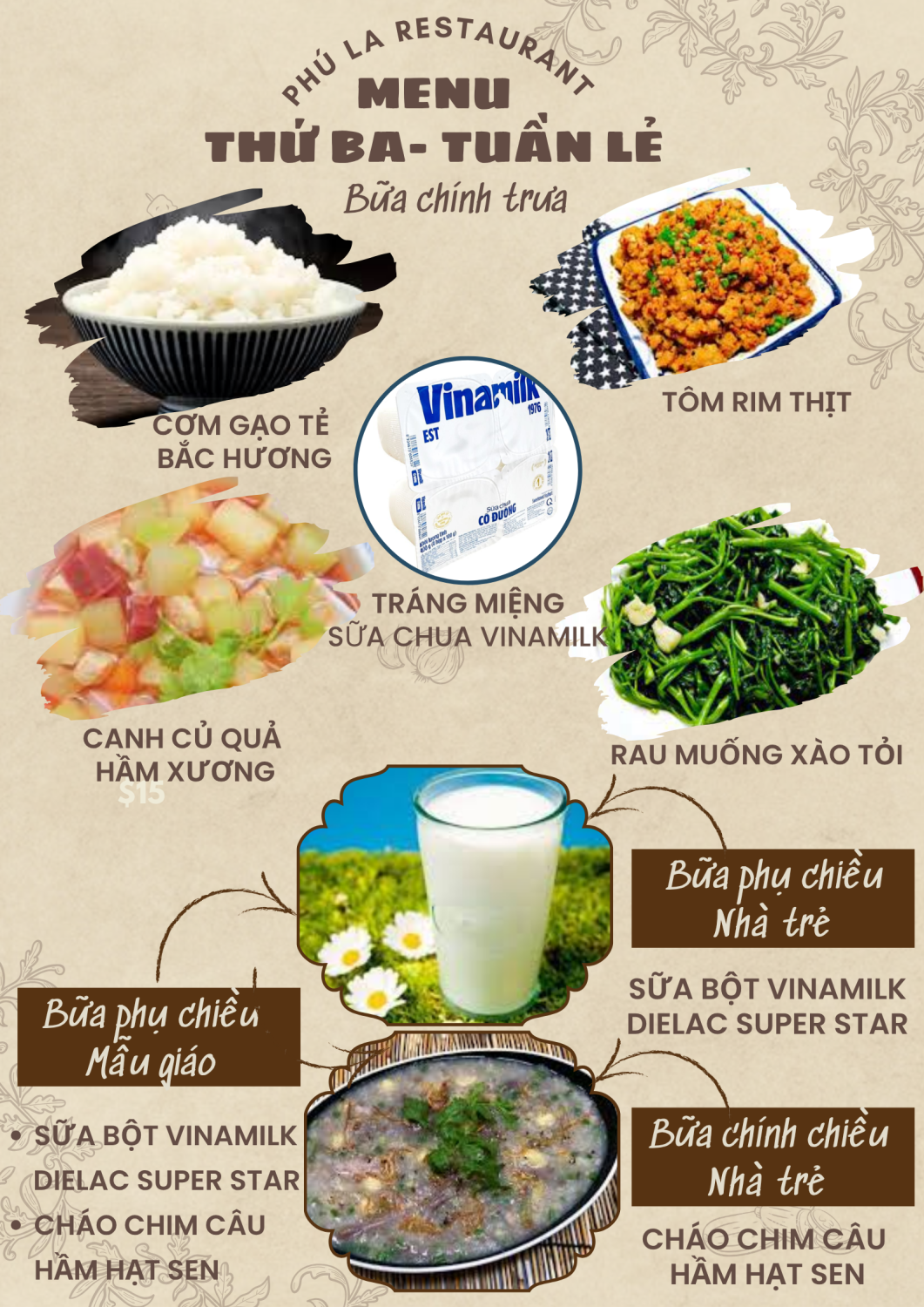 Thực đơn thứ 3 (Tuần lẻ)