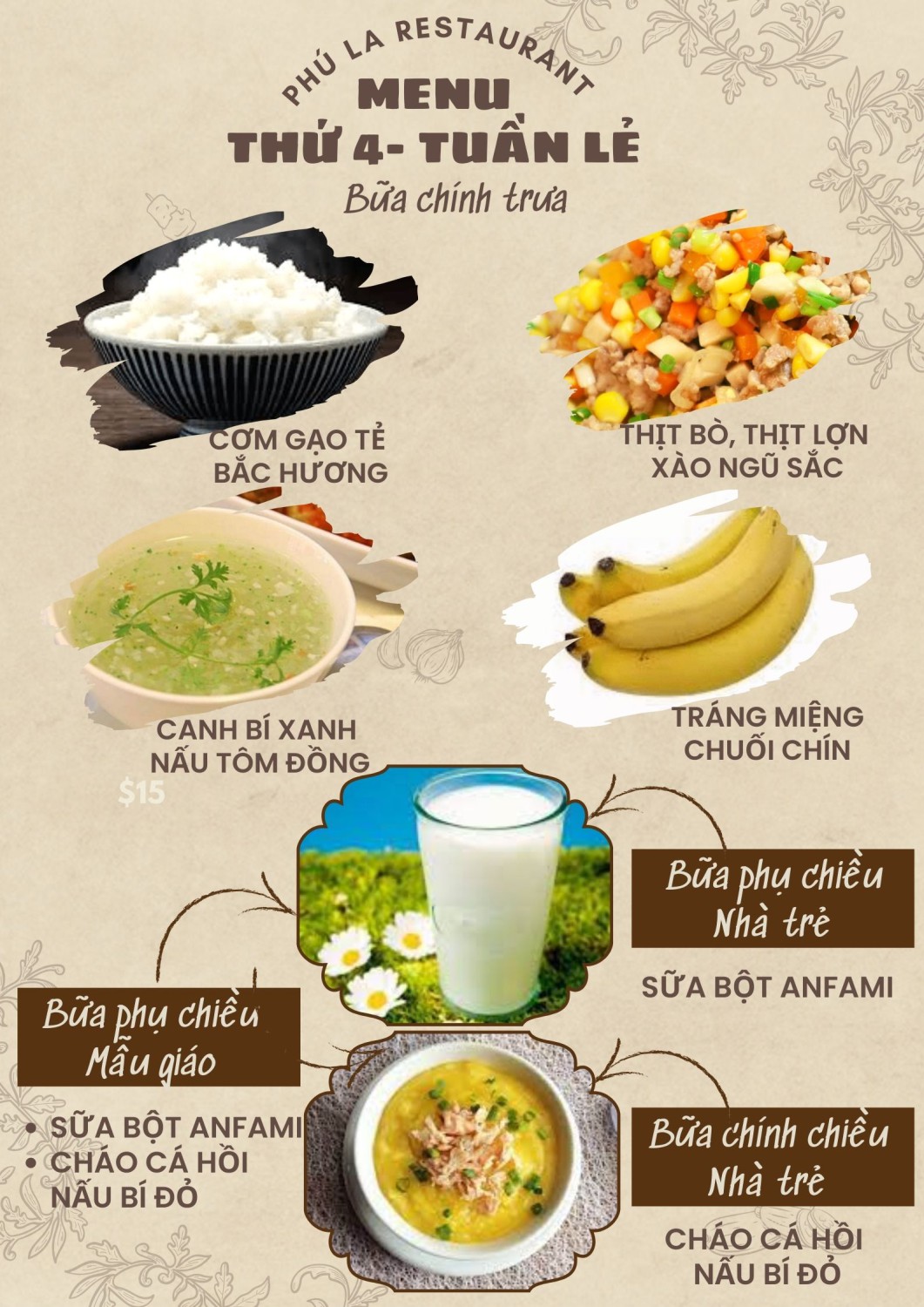 Thực đơn thứ 4 (Tuần lẻ)