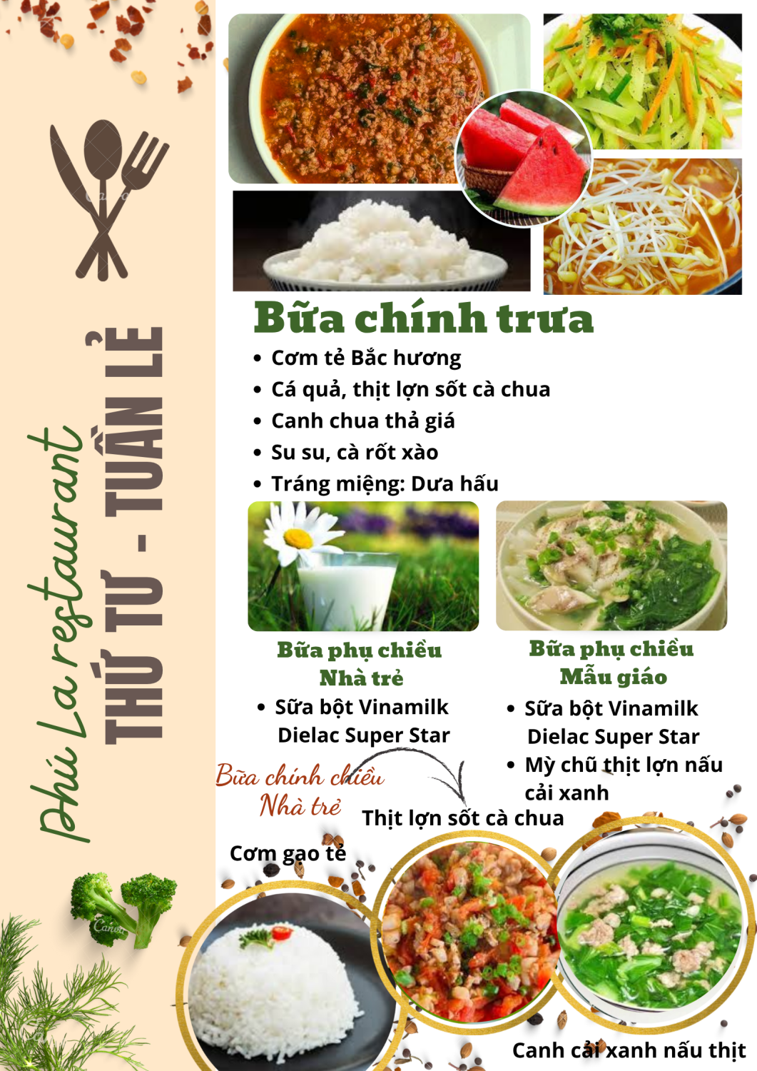 Thực đơn thứ 4 (Tuần lẻ)