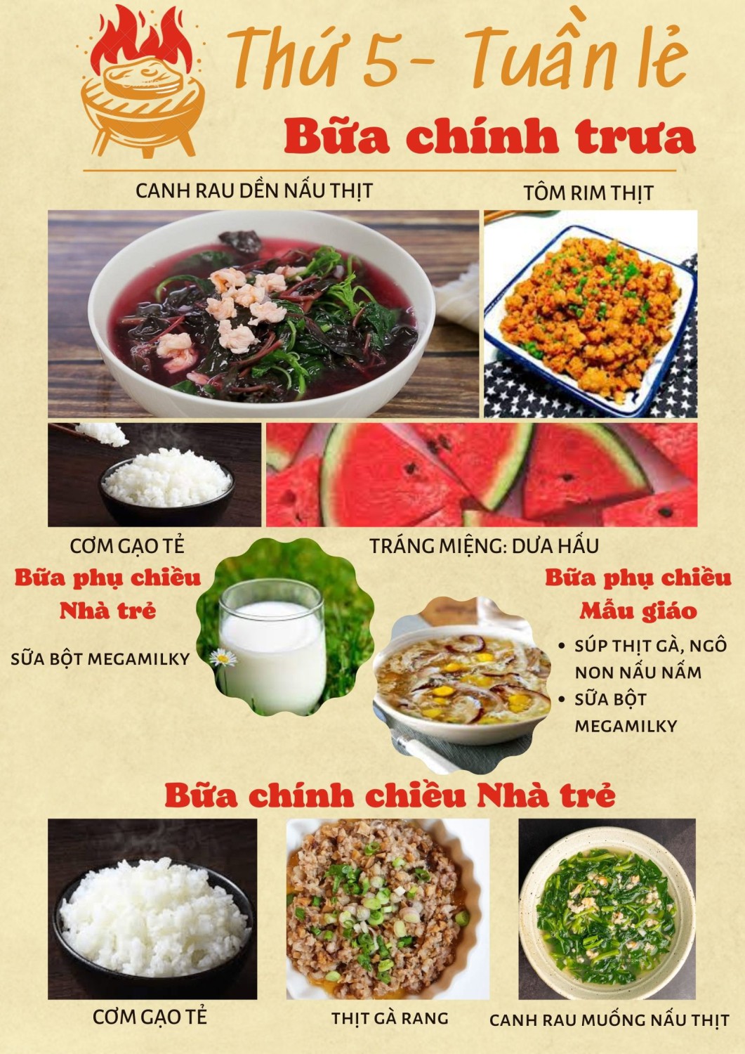 Thực đơn thứ 5 (Tuần lẻ)