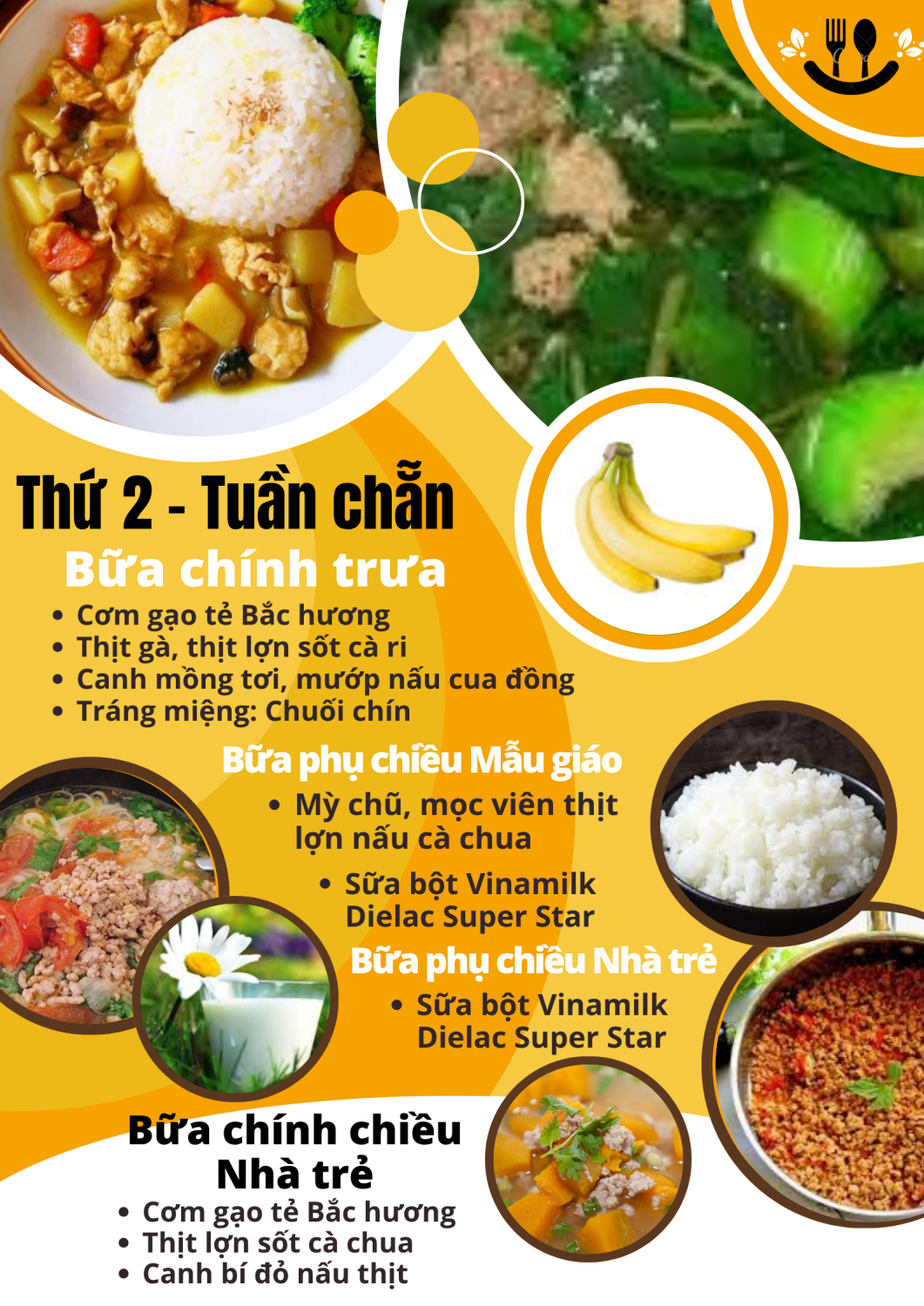 Thực đơn Thứ 2 (Tuần chẵn)