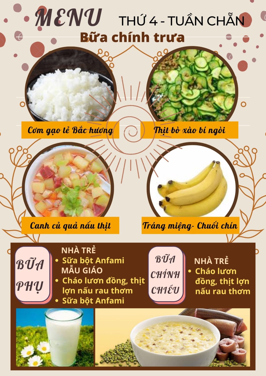 Thực đơn Thứ 4 (Tuần chẵn)
