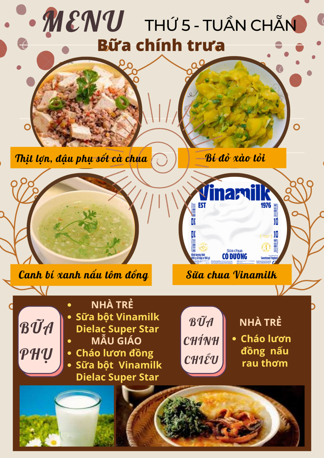 Thực đơn Thứ 5 (Tuần chẵn)